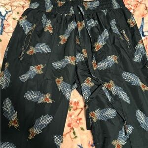 Stylish Black Pants with Blue and Red Pattern